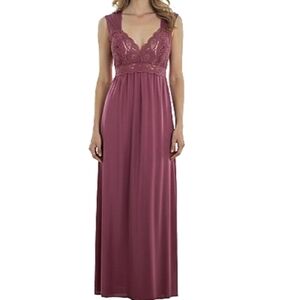 OLGA Vintage Long Lace Bodice Nightgown